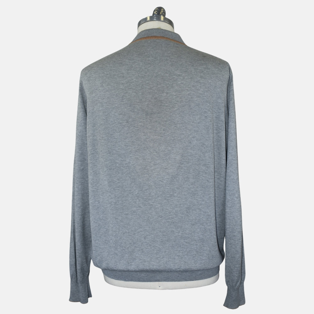 Grey Longsleeve Polo Cotton