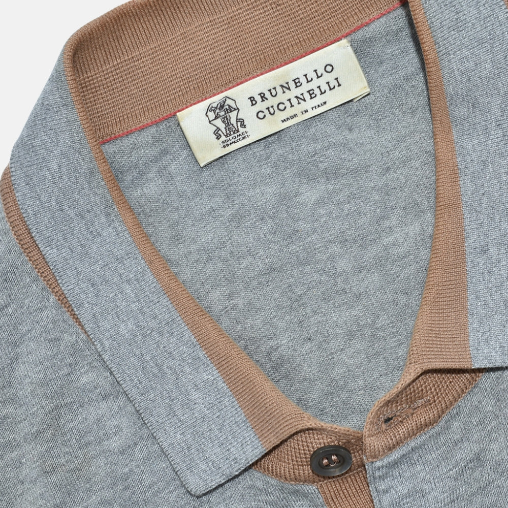Grey Longsleeve Polo Cotton