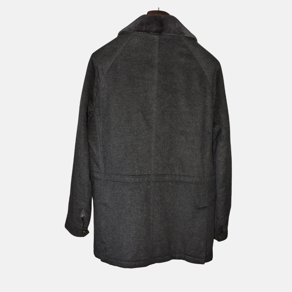 Dark Grey Cashmere Coat with Mink Collar (EU 50)