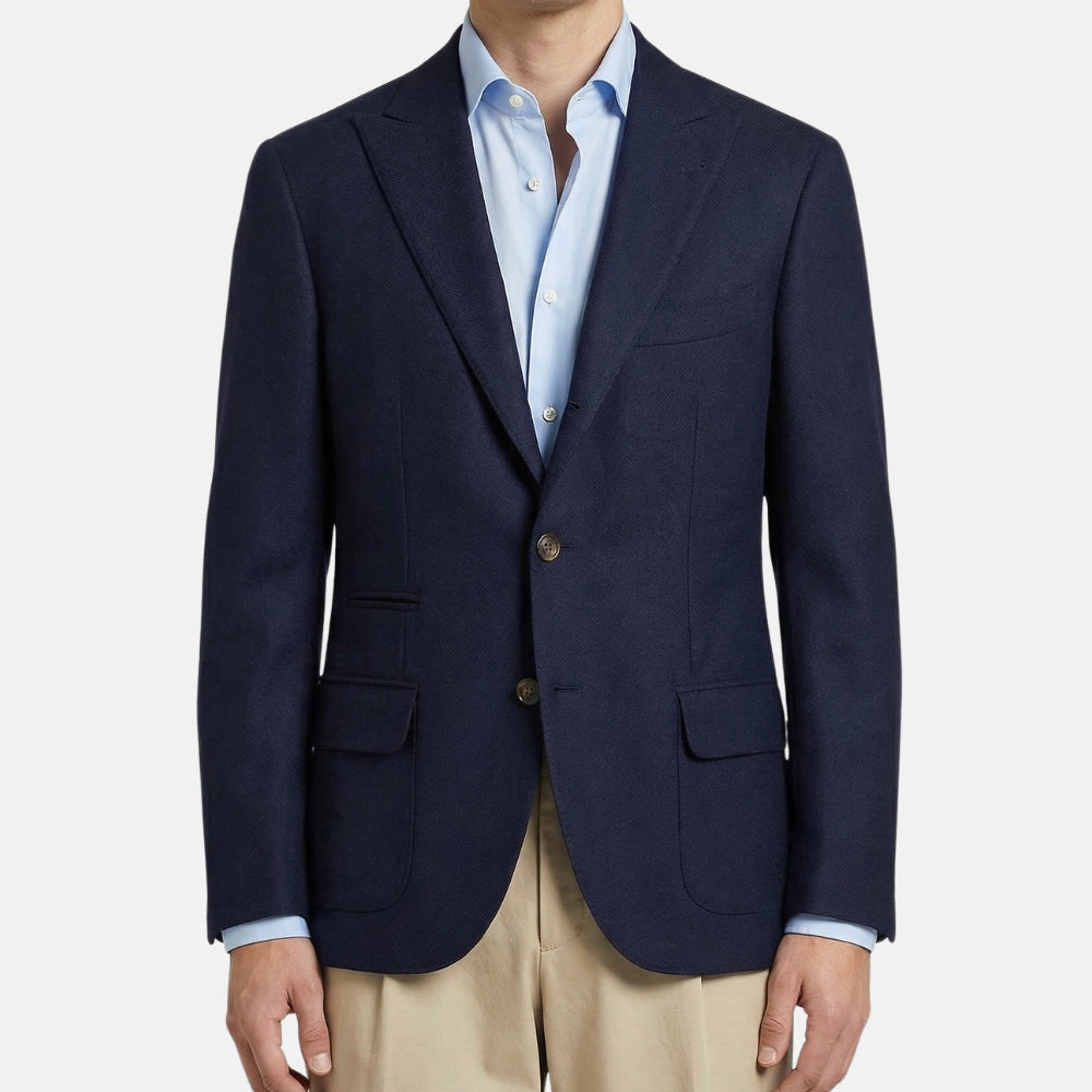 Marineblauer Blazer aus Kaschmir/Seide (EU 48)