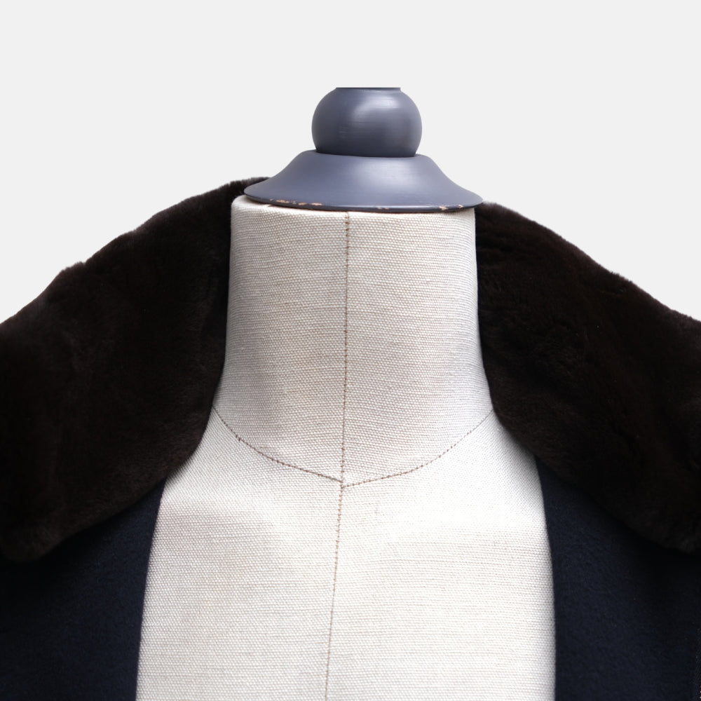 Navy Traveller Vicuña Jacket with Mink Collar