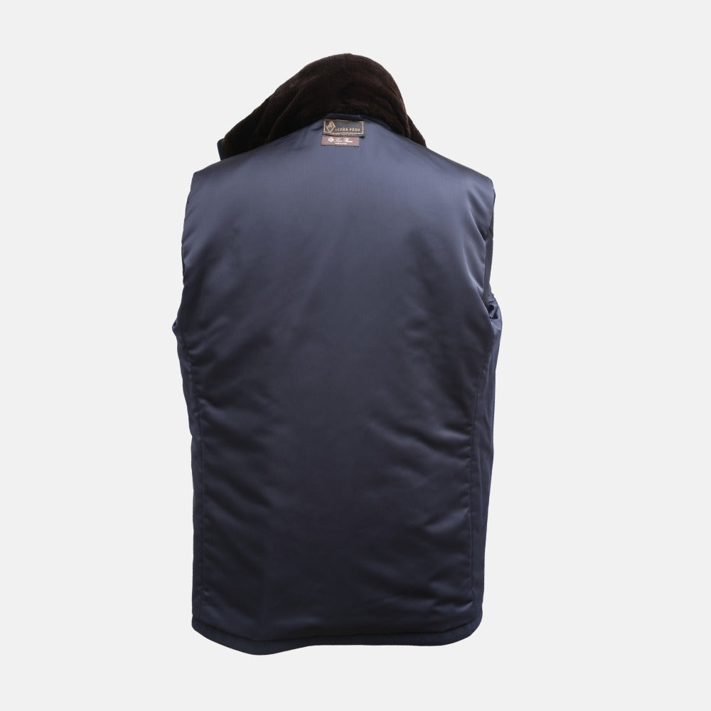 Navy Traveller Vicuña Jacket with Mink Collar