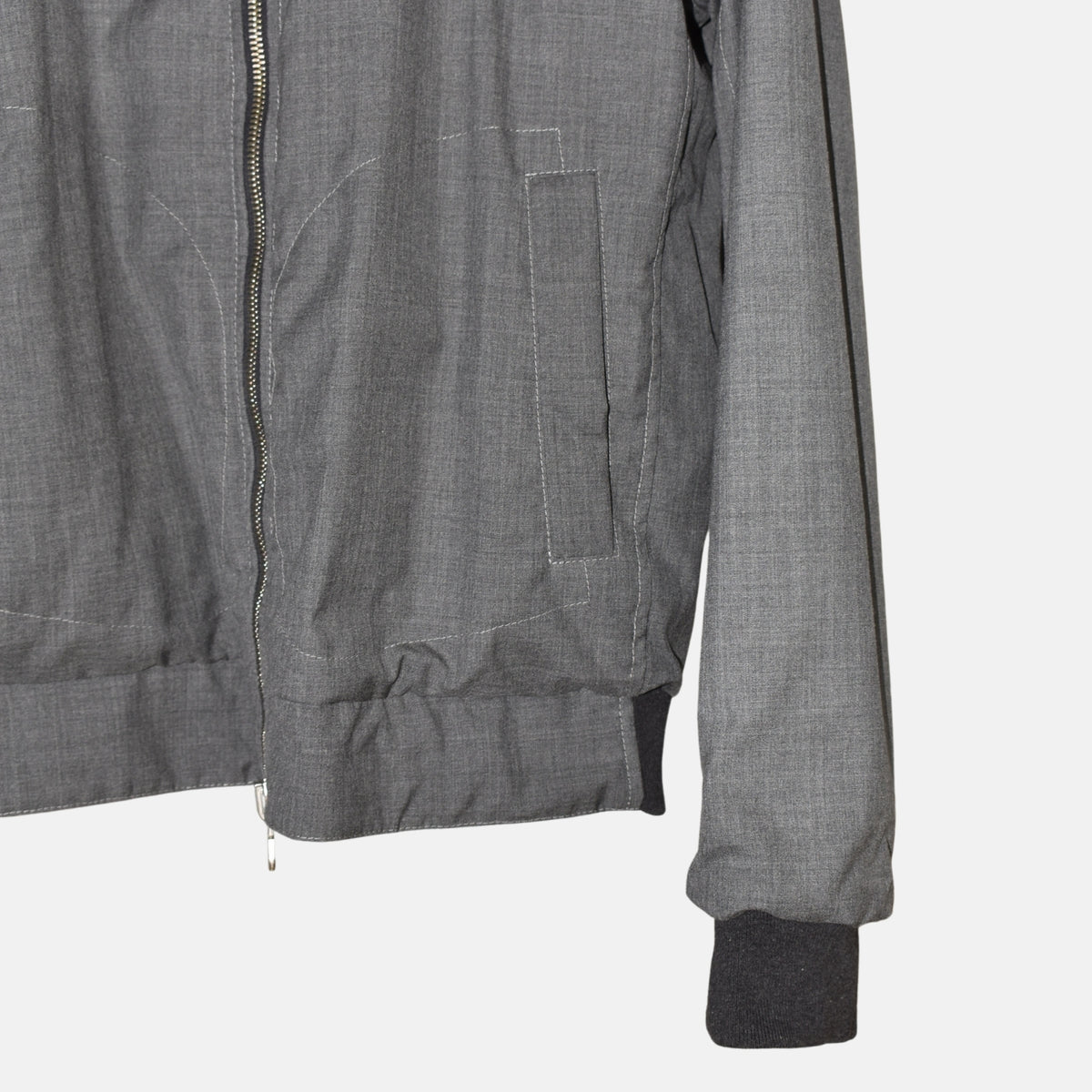 Off-White/ Grey Reversible Leather Jacket (L)