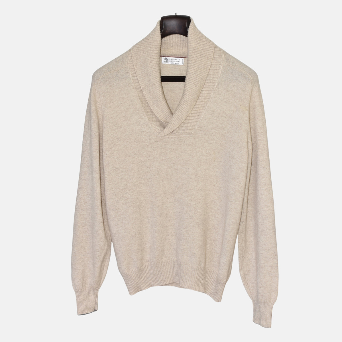 Beige Shawl Collar Sweater made of Cashmere (EU 50)