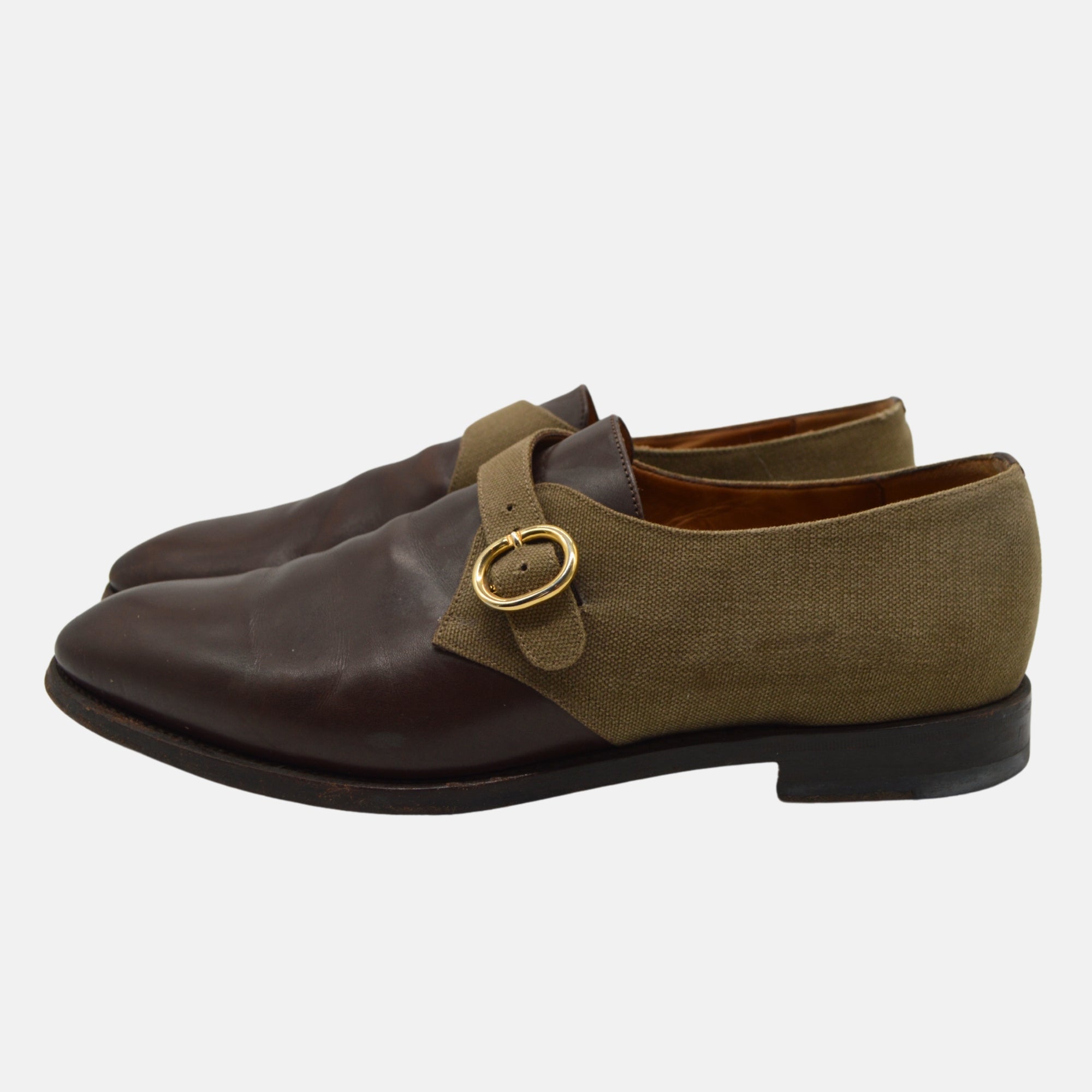 Brown/Olive Shoes made of Leather /Linen (EU 44)