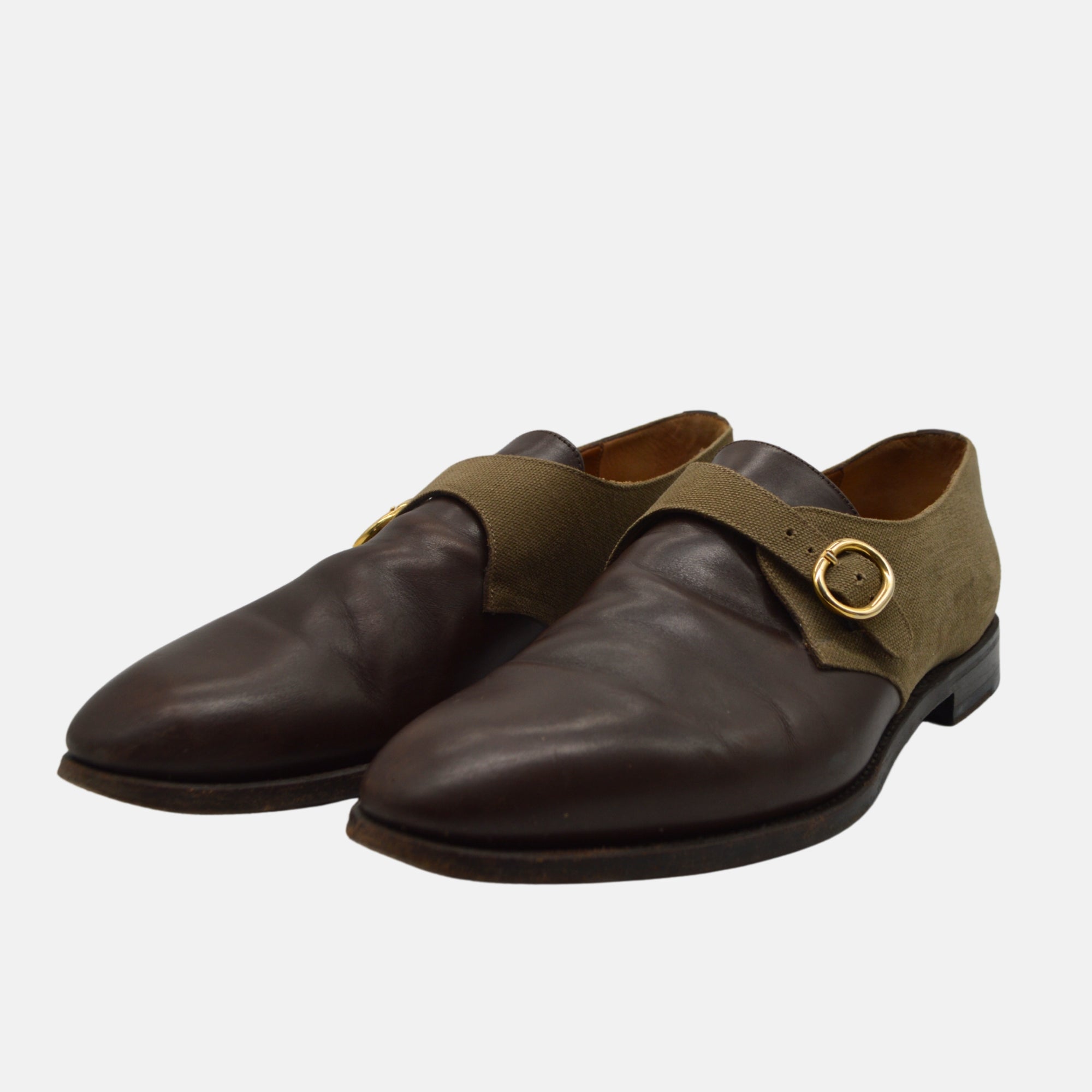 Brown/Olive Shoes made of Leather /Linen (EU 44)