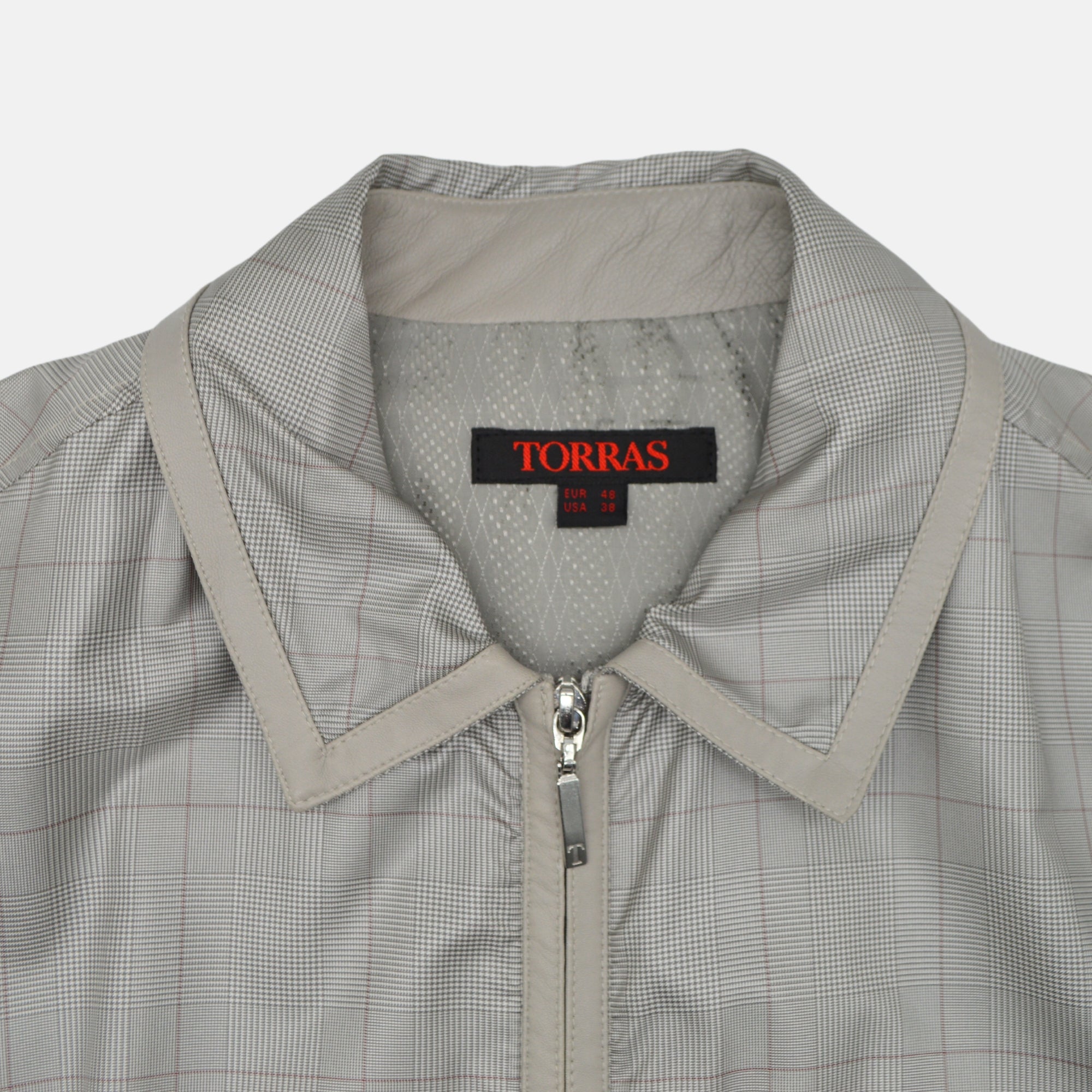 Beige Checked Blouson / Jacket made of Silk (EU 48)