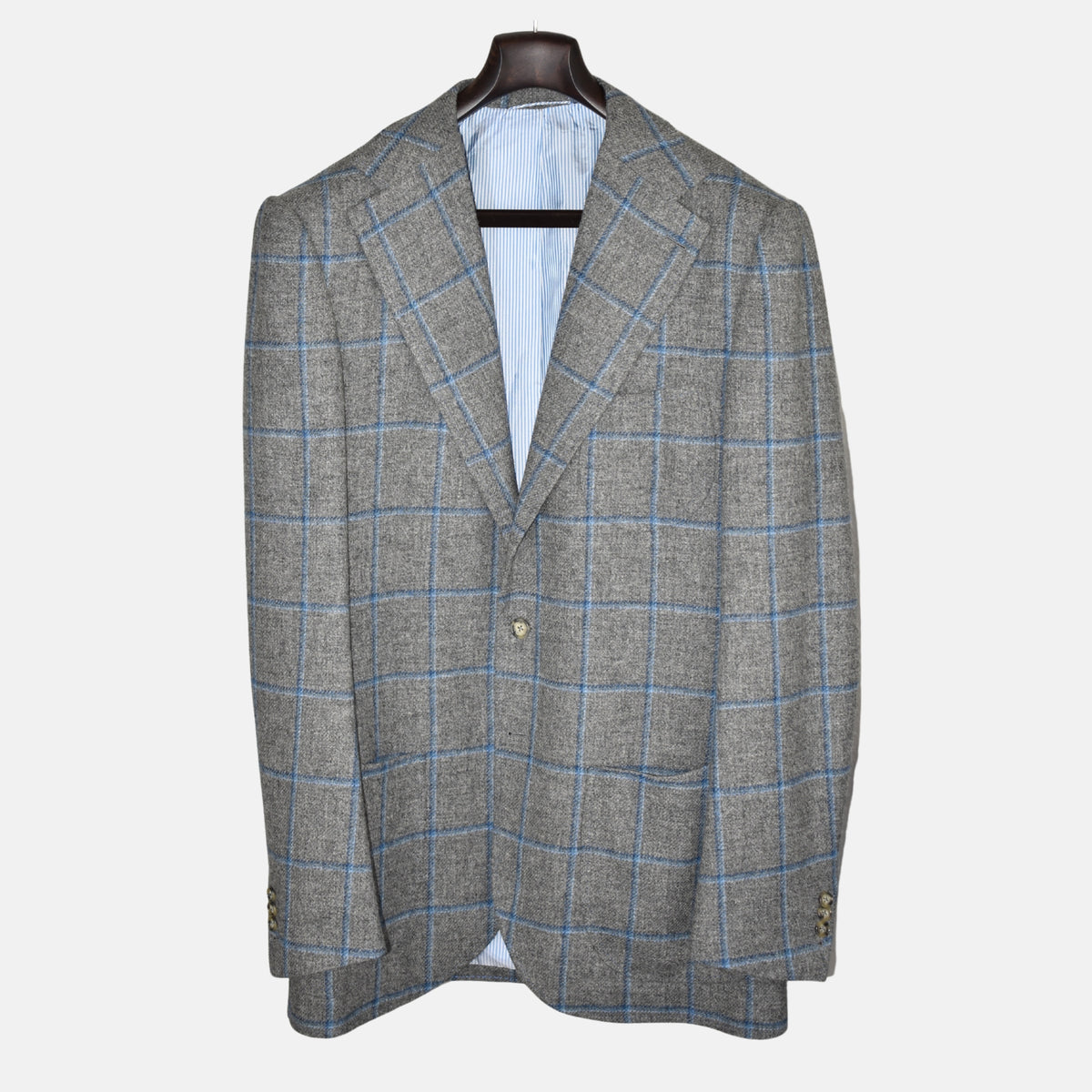 Gray/Blue Checkered Blazer made of Wool (EU 52L)