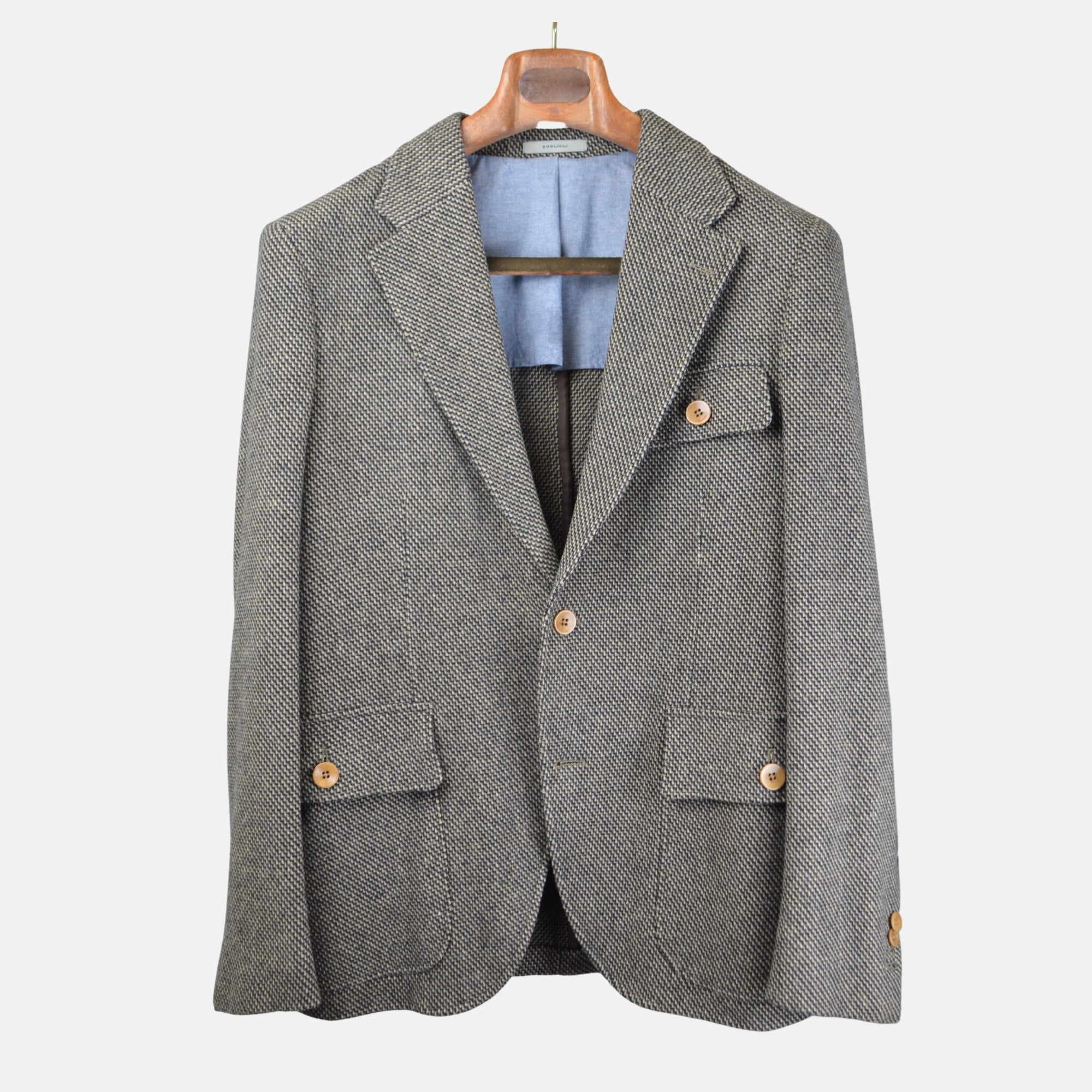 Beige/Black Geometric Blazer made of Cotton/Wool (EU 48)