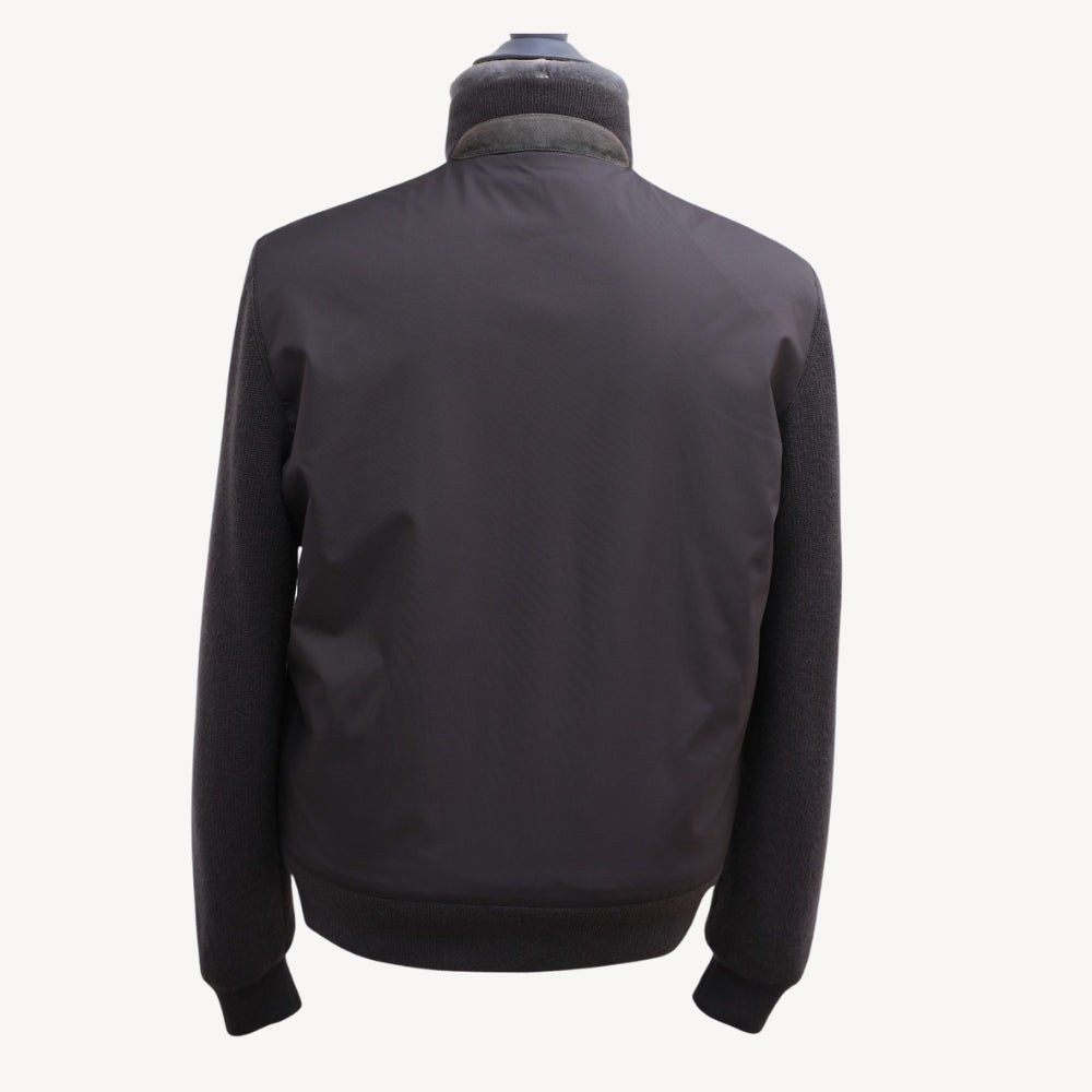 Dark Grey Castarino Lined Jacket with Cashmere Sleeves (EU 50)