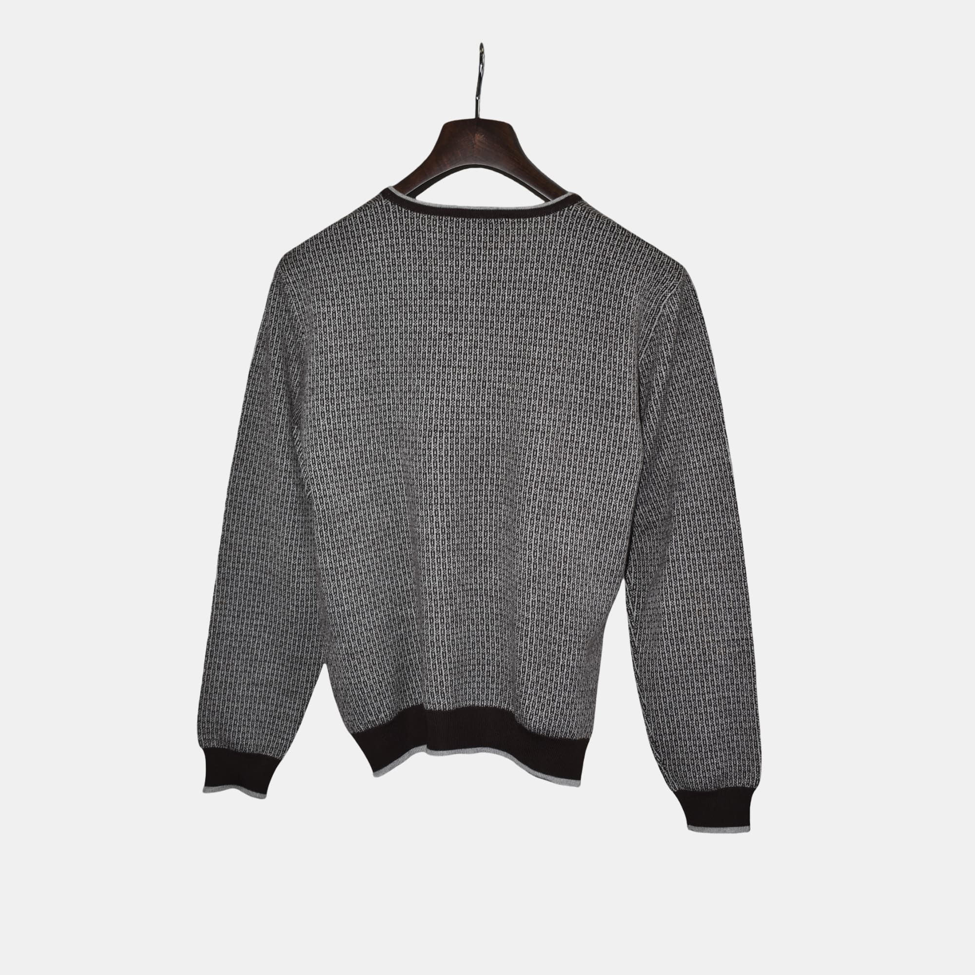 Gray/Brown Patterned Sweater made of Merino Wool (L)