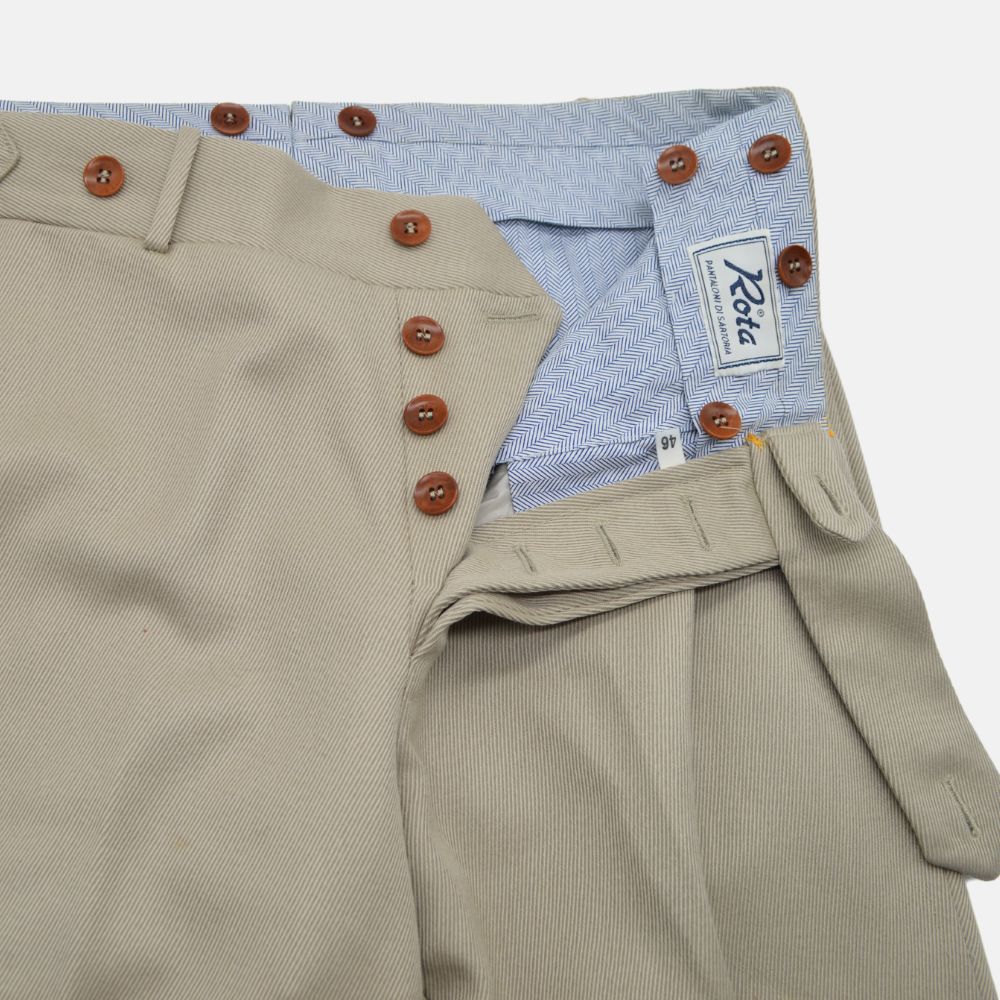 Corduroy Beige/Grey Pants made of Virgin Wool (EU 46)