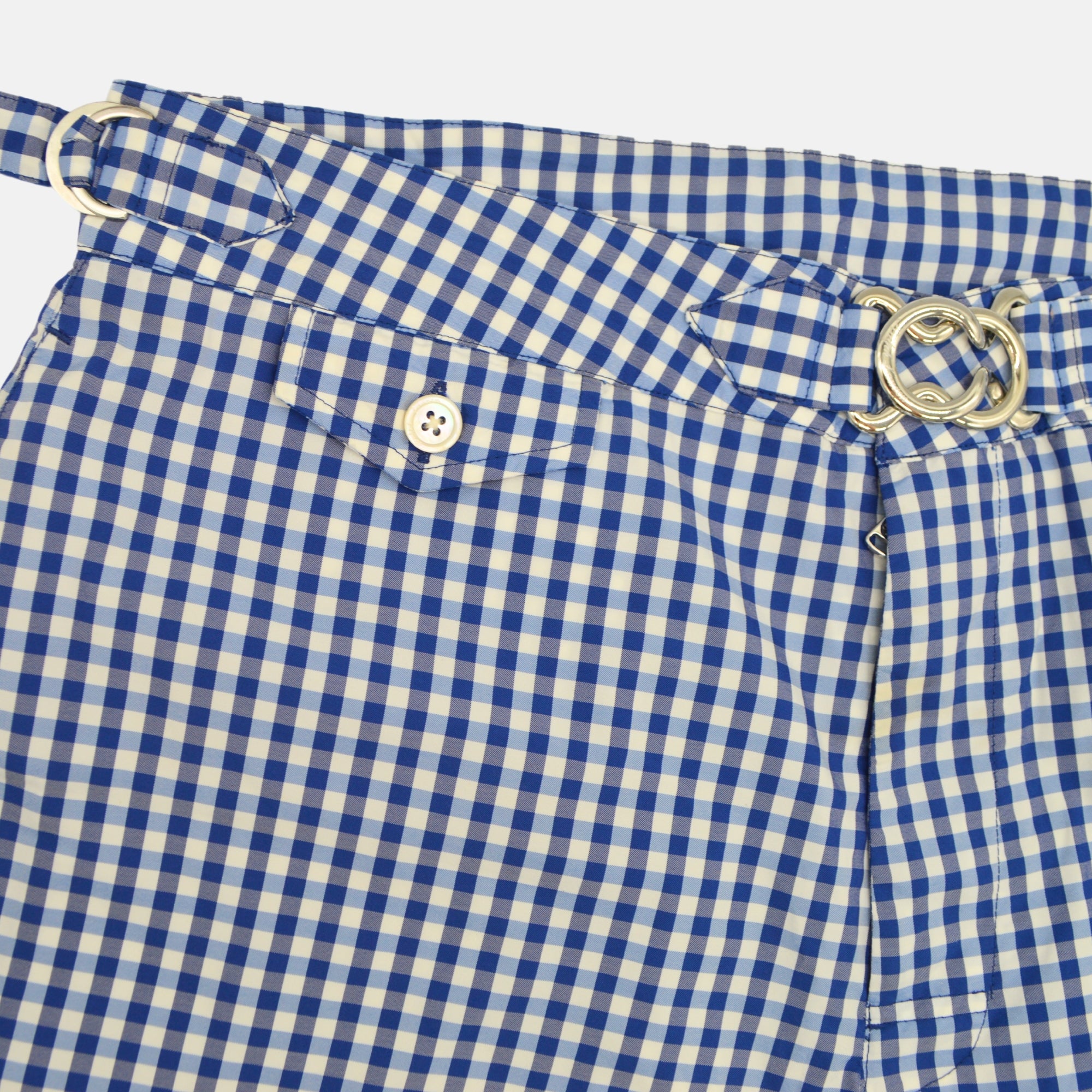 White/Blue Checked Swim Shorts (30 INCH)