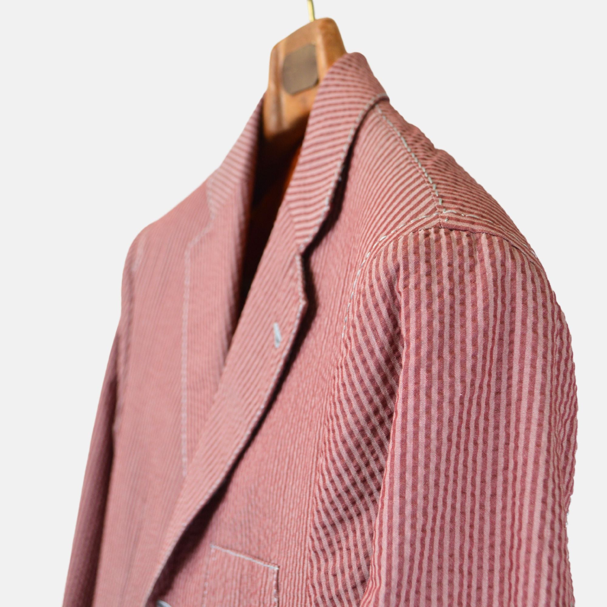 Bordeaux Striped Seersucker Suit made of Cotton (EU 54)