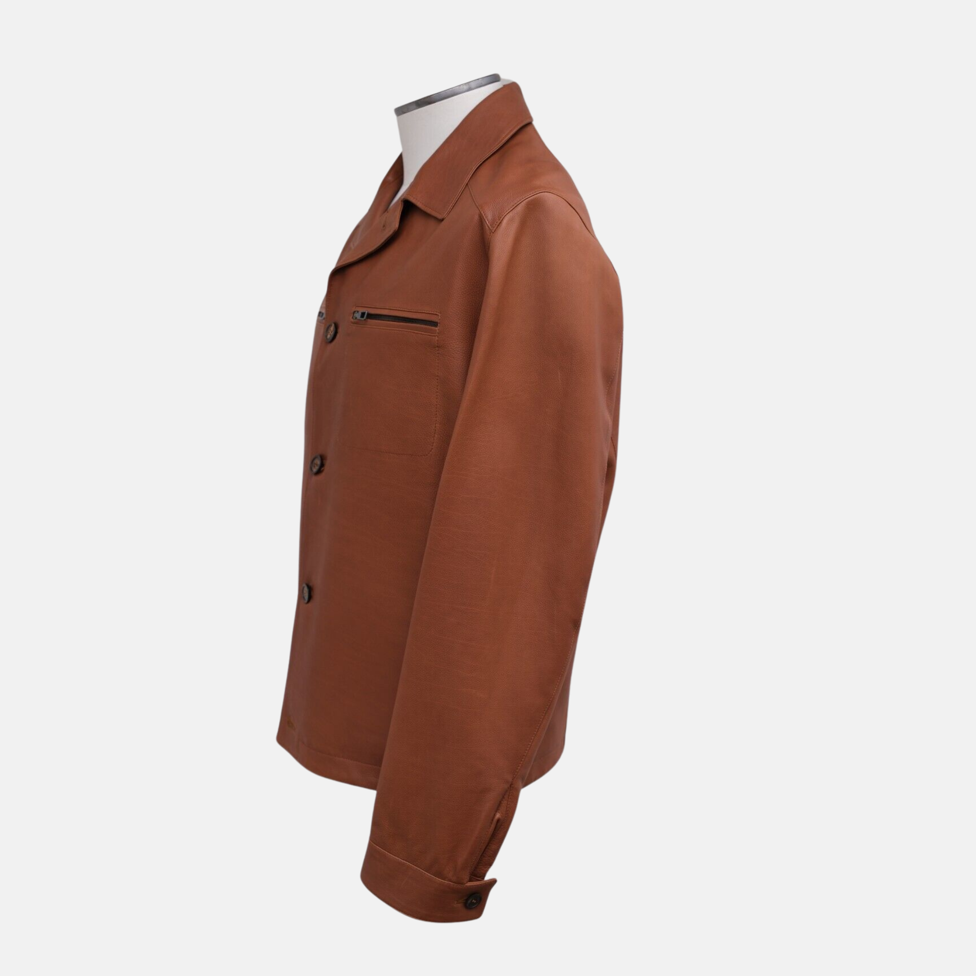 Brown Biker Leather Jacket (M)