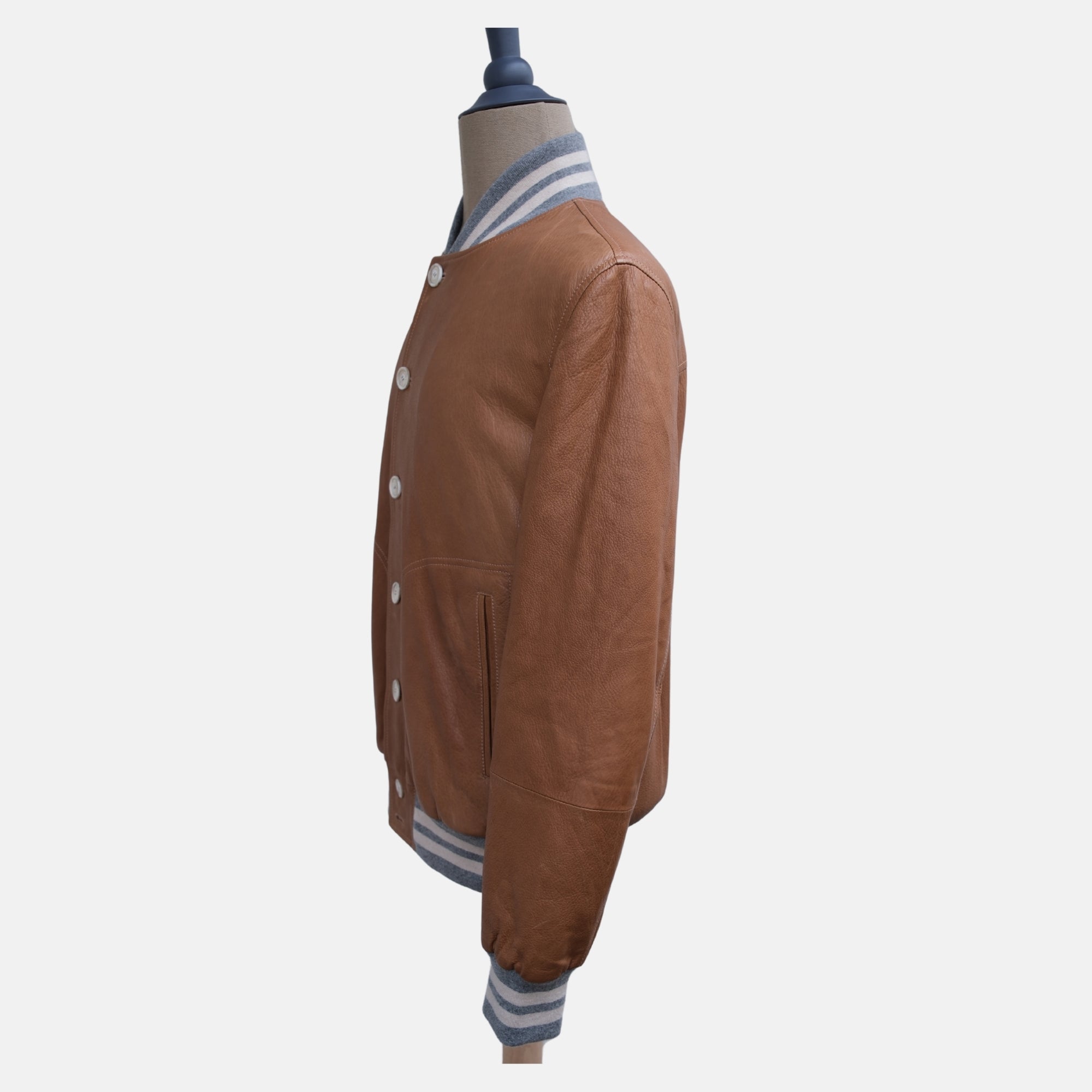 Light Brown Bomber Jacket made of Leather (S)