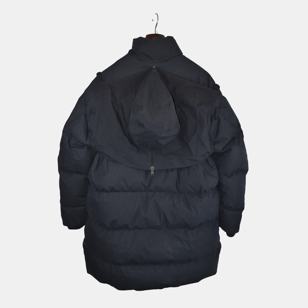 Black Down Hooded Coat made of Cotton (M)