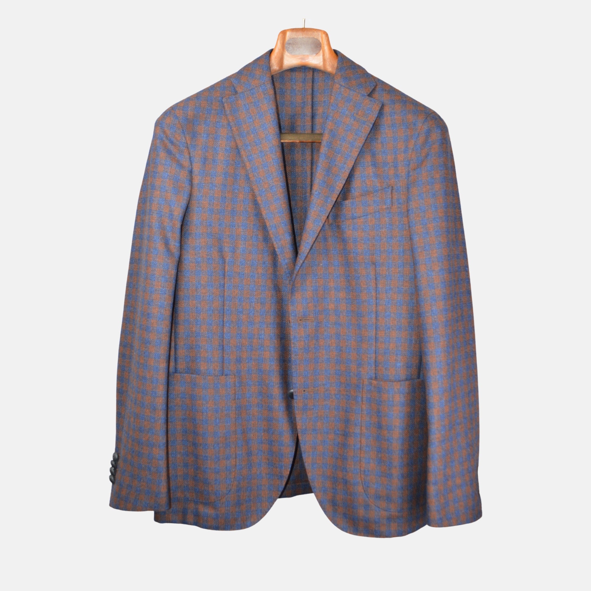 Rust/Blue Checked Blazer made of Wool/Cashmere (EU 48)