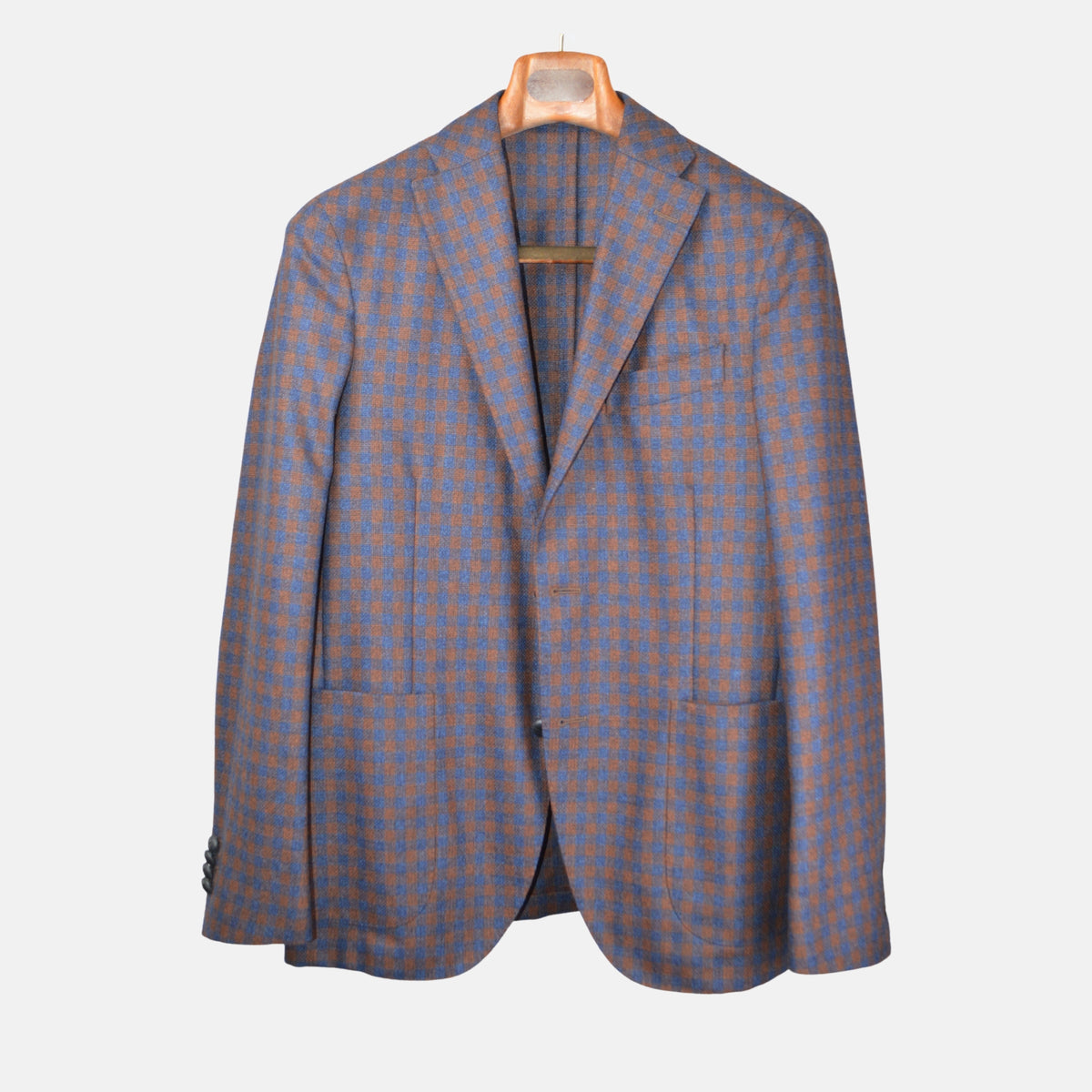 Rust/Blue Checked Blazer made of Wool/Cashmere (EU 48)
