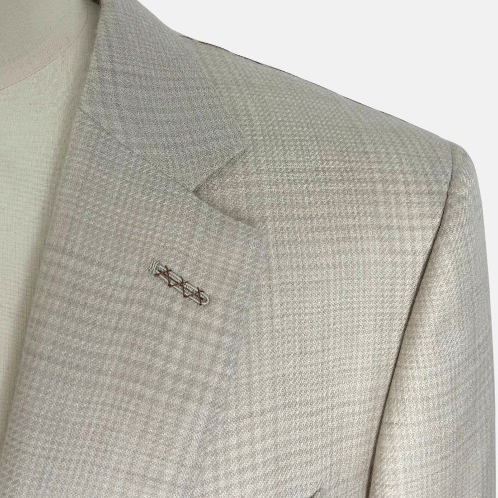 Ecru Patterned Blazer made of Cashmere/Silk (EU 54)