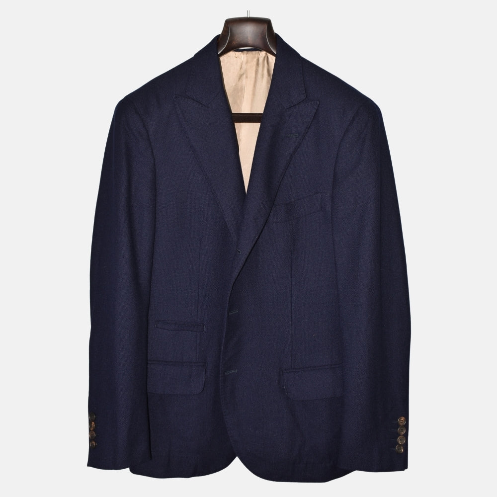 Marineblauer Blazer aus Kaschmir/Seide (EU 48)