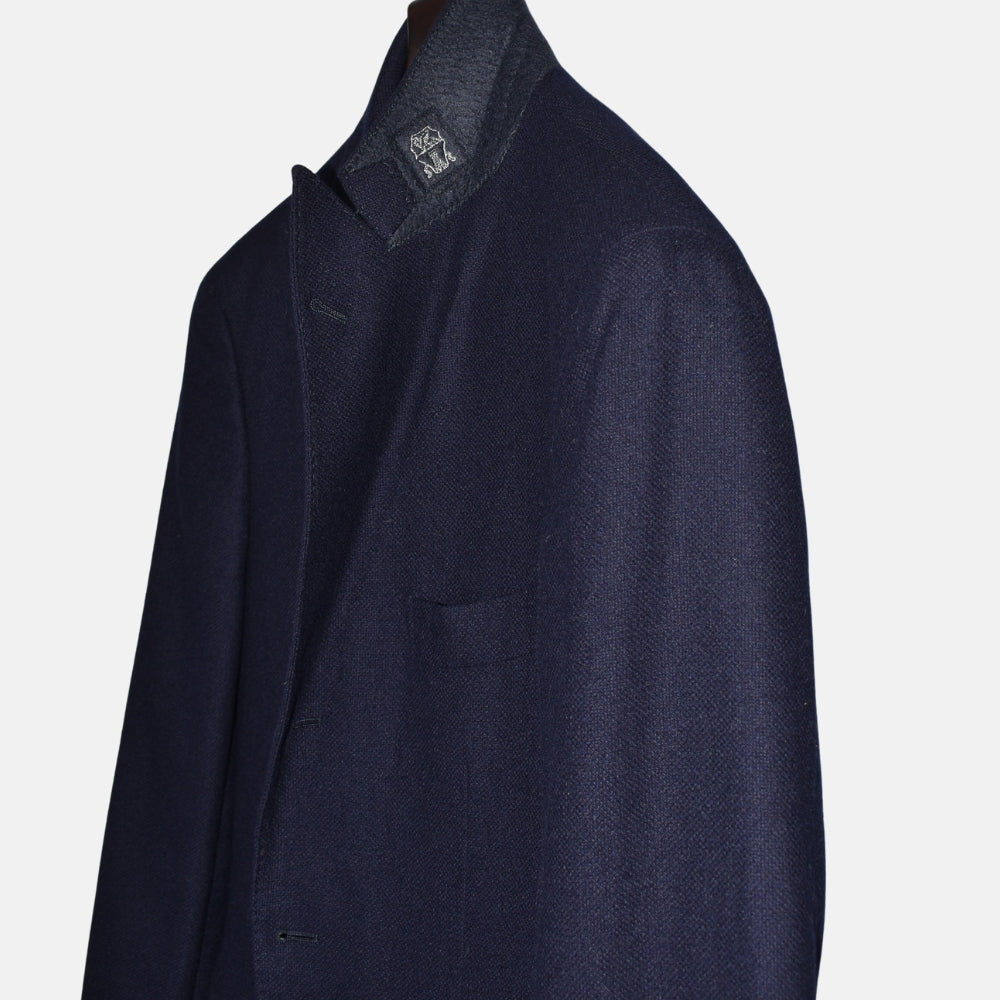 Marineblauer Blazer aus Kaschmir/Seide (EU 48)