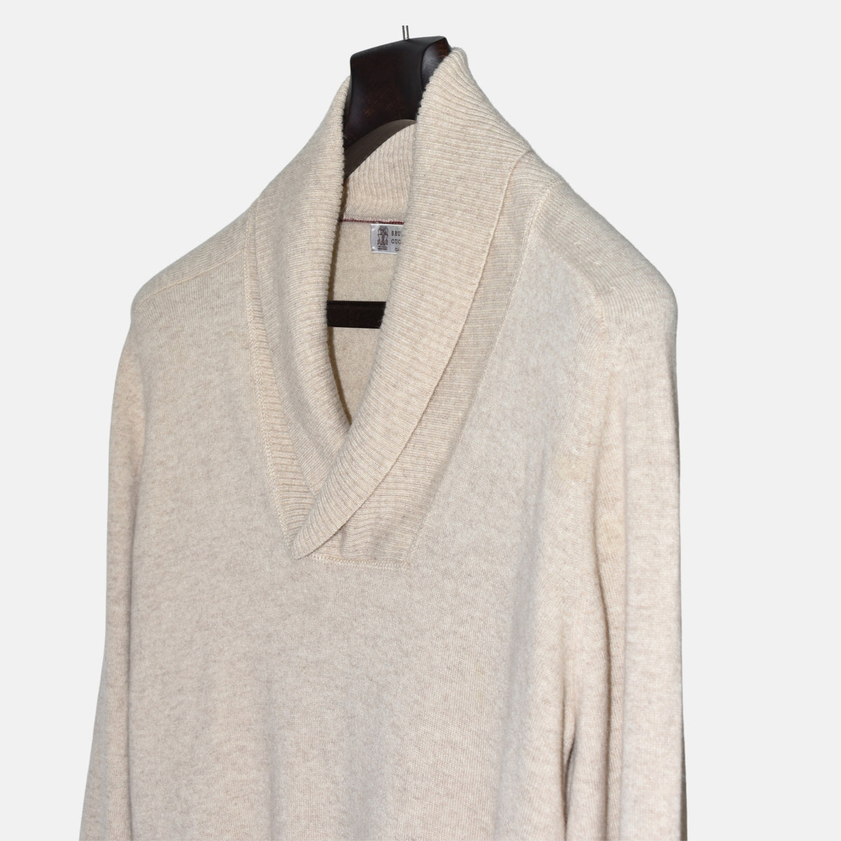 Beige Shawl Collar Sweater made of Cashmere (EU 50)