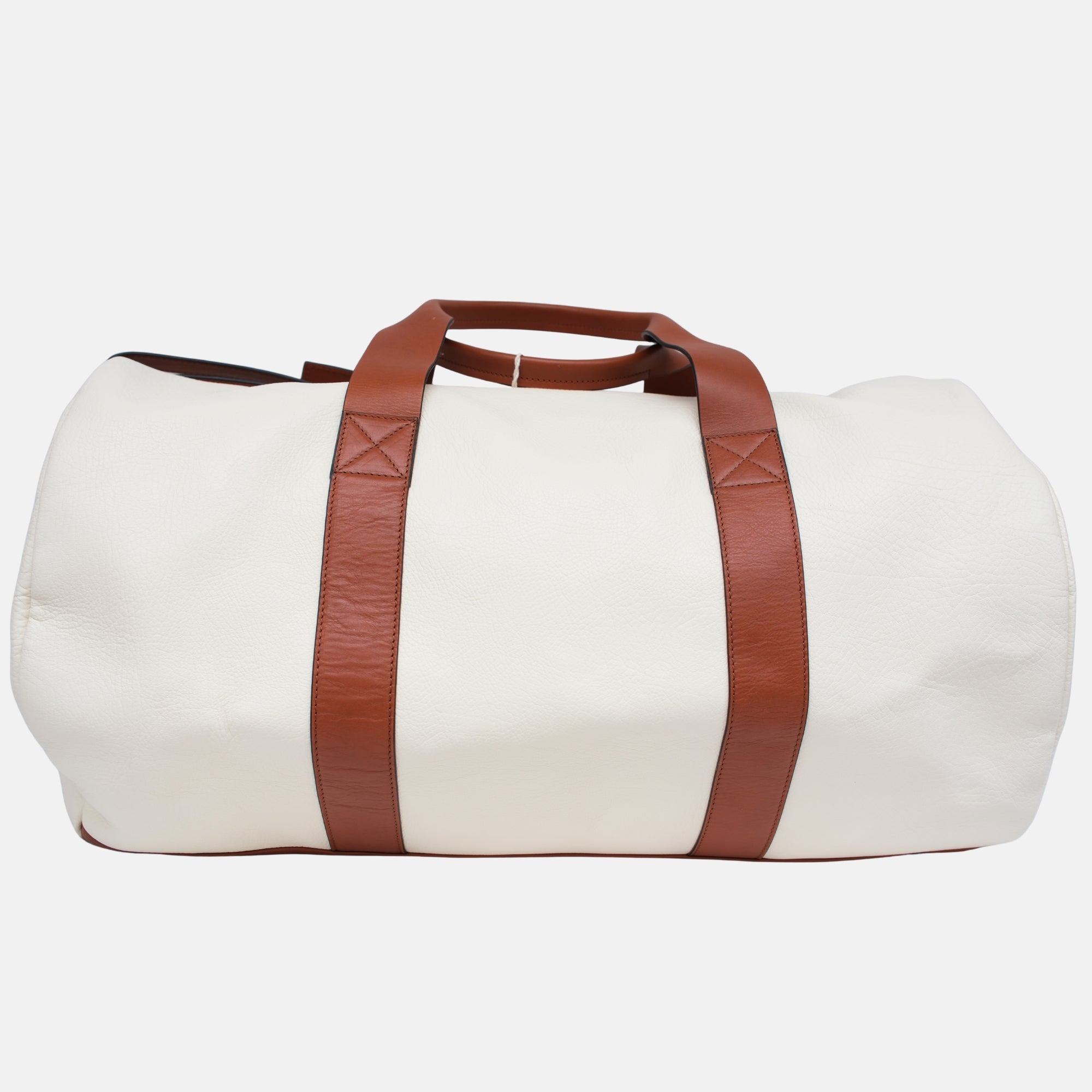 Ecru/Brown Weekender made of Leather