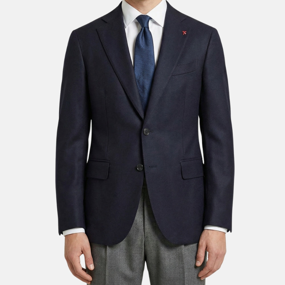 ISAIA テーラードジャケット ダークブルー フランネル 48 Navy Blue Flannel Blazer made of Wool (EU 48) – Sanpetuna