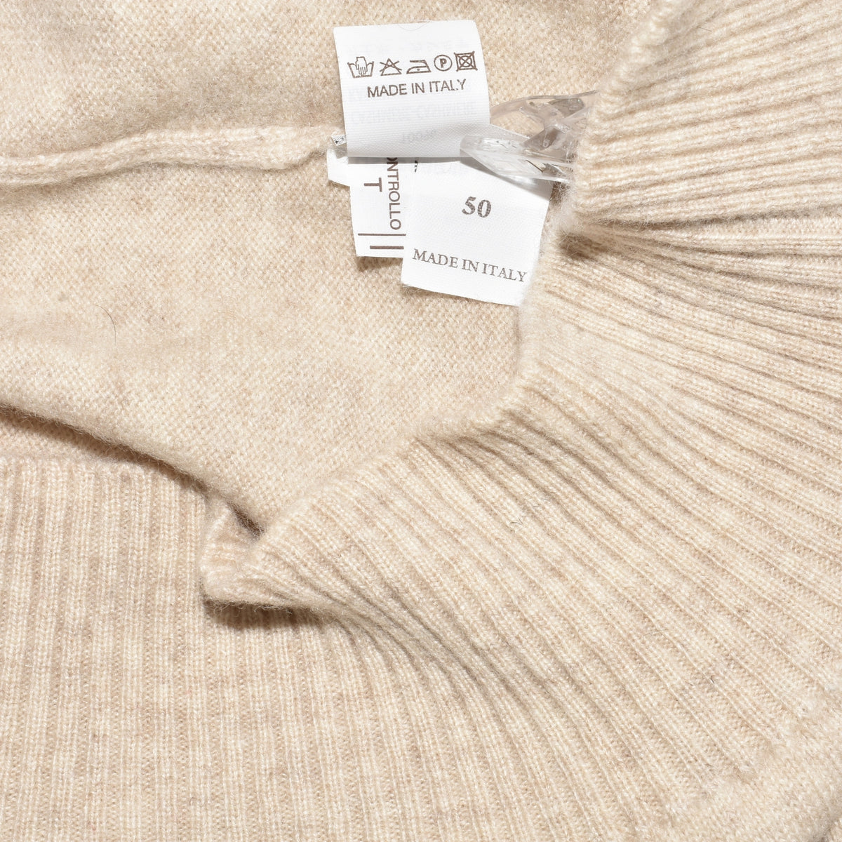 Beige Shawl Collar Sweater made of Cashmere (EU 50)