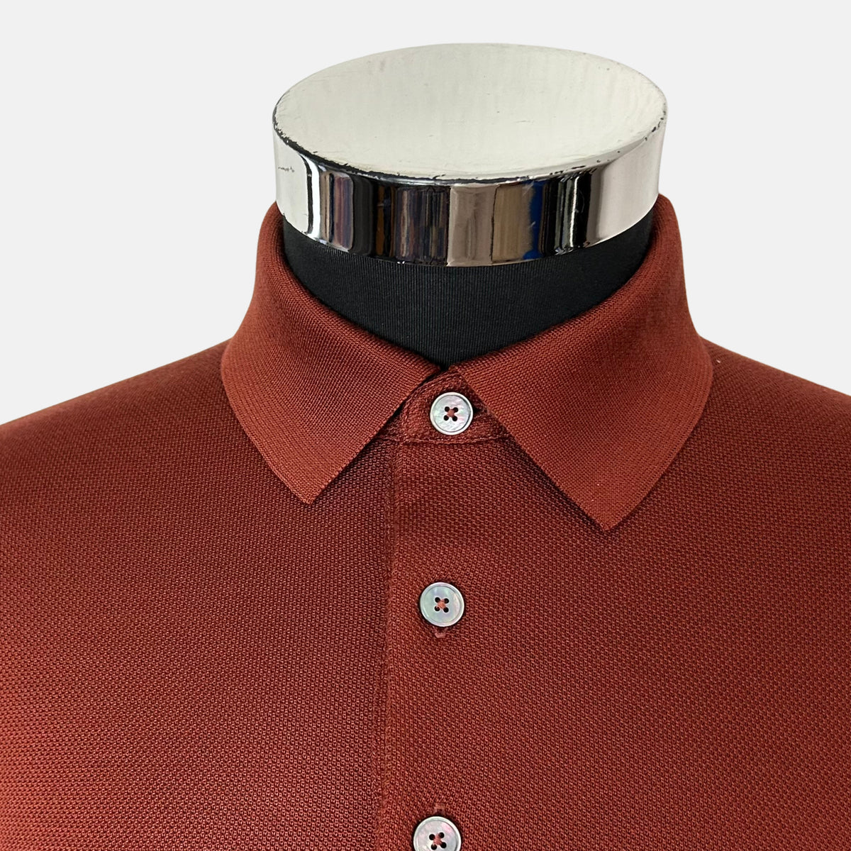 Rust Brown Polo Shirt made of Silk (EU 48)