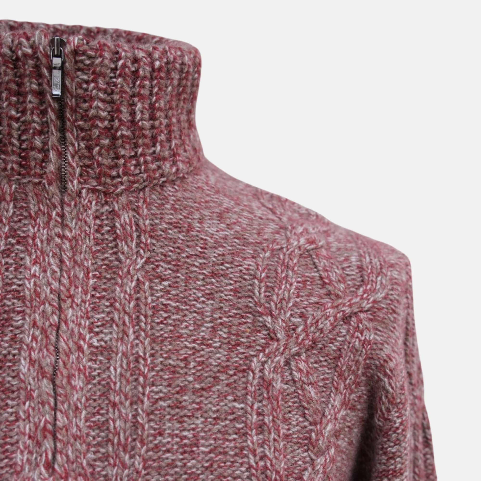 Red/Grey Patterned Jacket made of Baby Cashmere (EU 56)