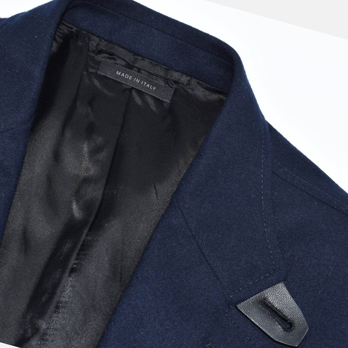 Navy Cashmere Blazer with Leather Applications (EU 50)