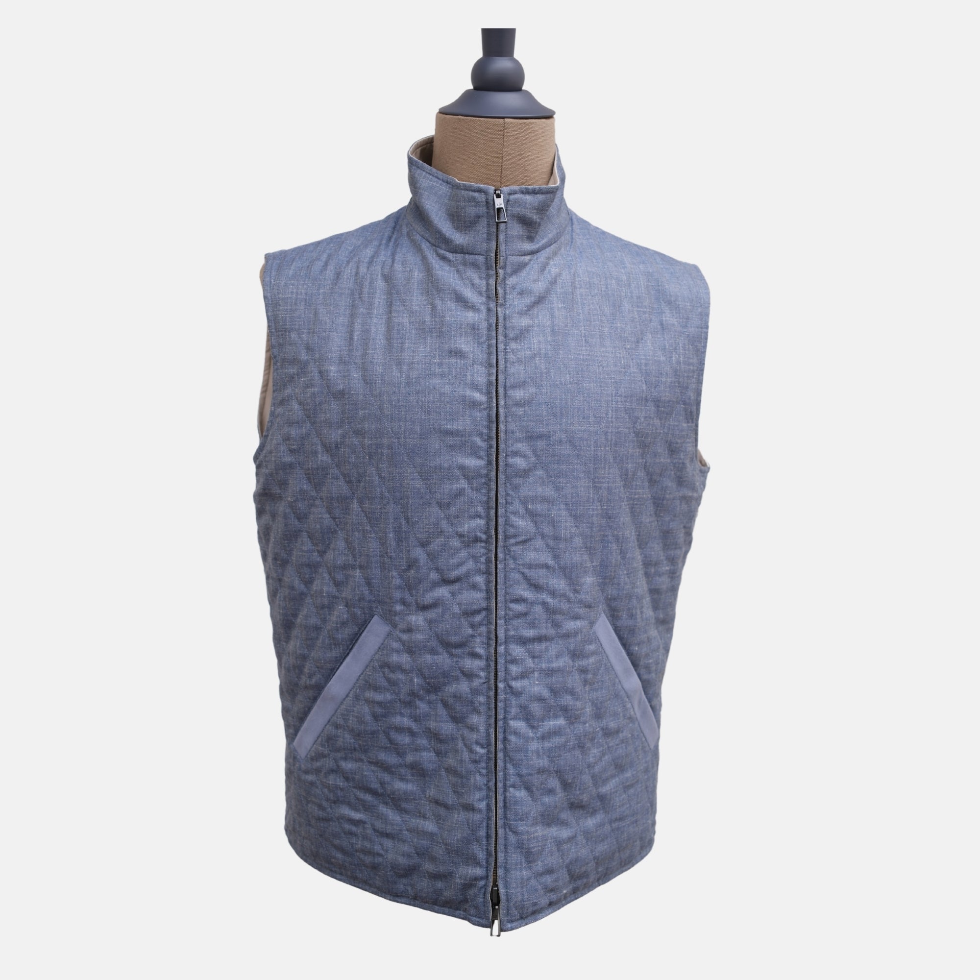 Reversible Vest made of Virgin Wool/Silk/Linen (M)