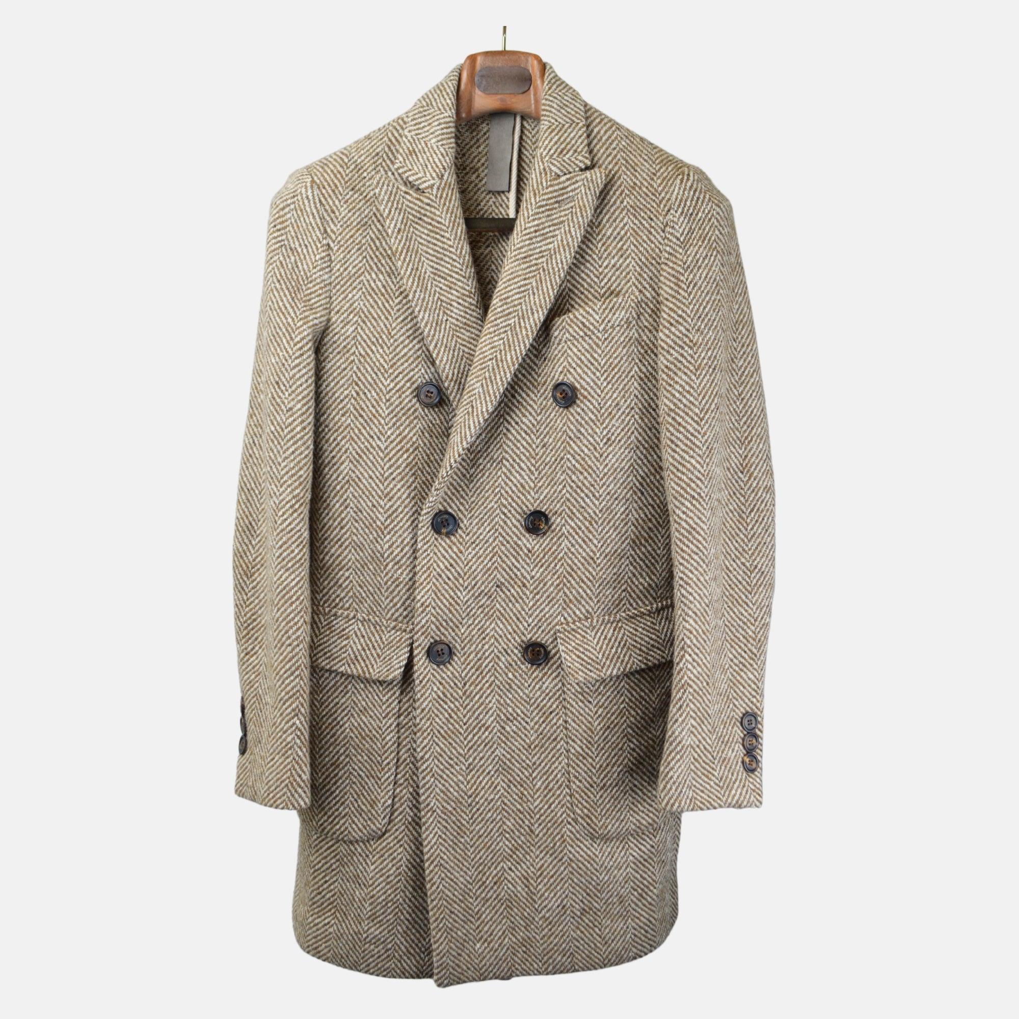 Beige Patterned Coat made of Wool (EU 50)