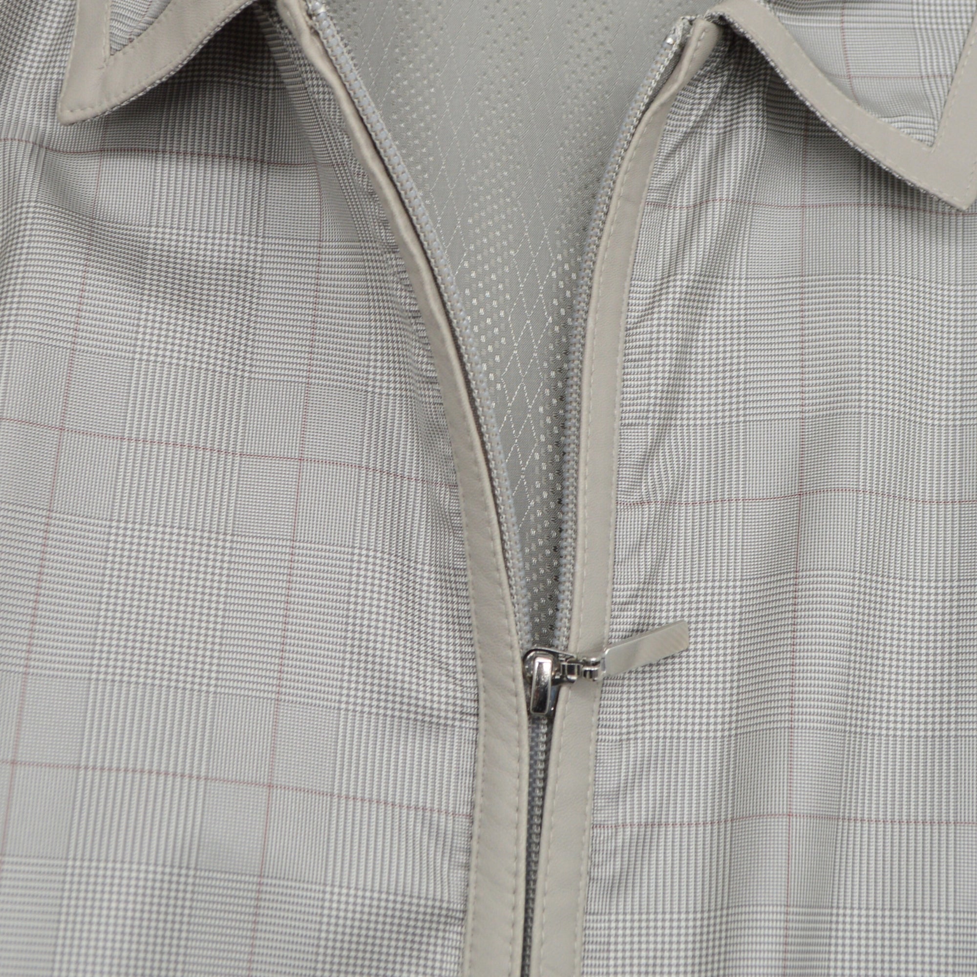 Beige Checked Blouson / Jacket made of Silk (EU 48)