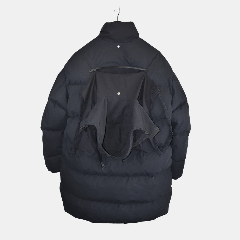 Black Down Hooded Coat made of Cotton (M)