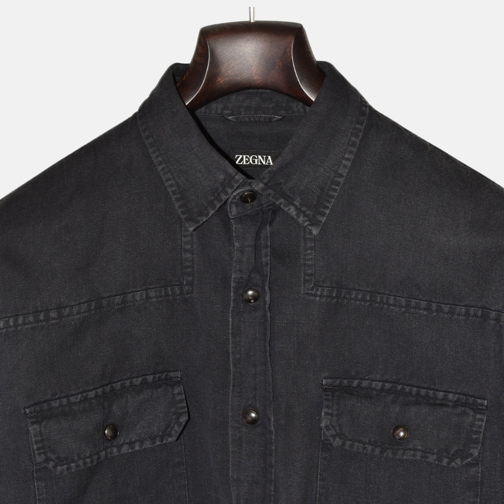Black Denim Shirt made of Cotton (L)