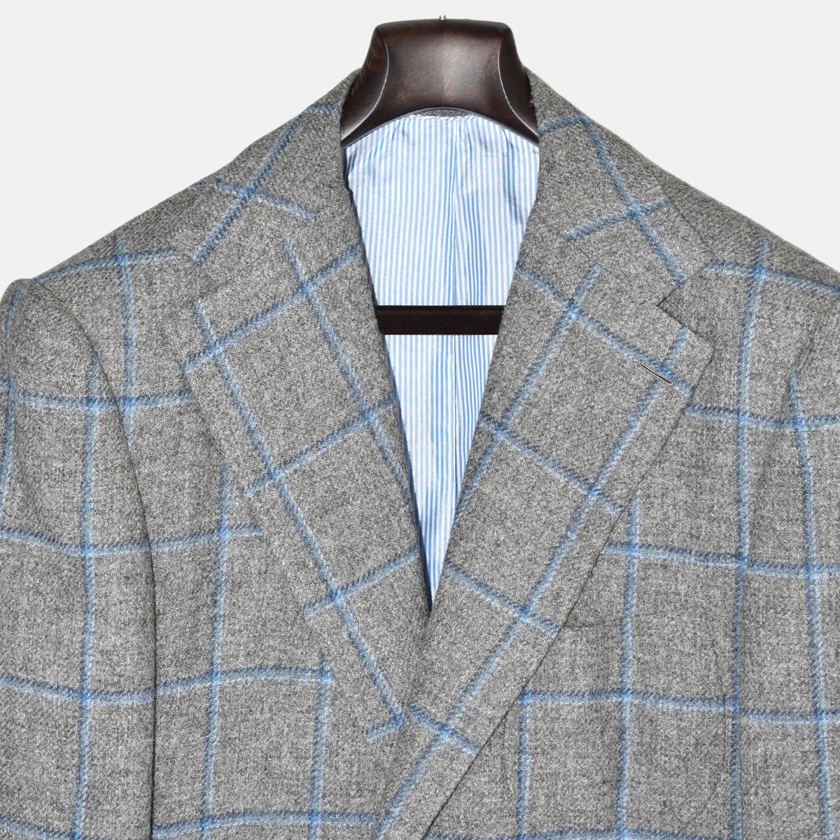 Gray/Blue Checkered Blazer made of Wool (EU 52L)