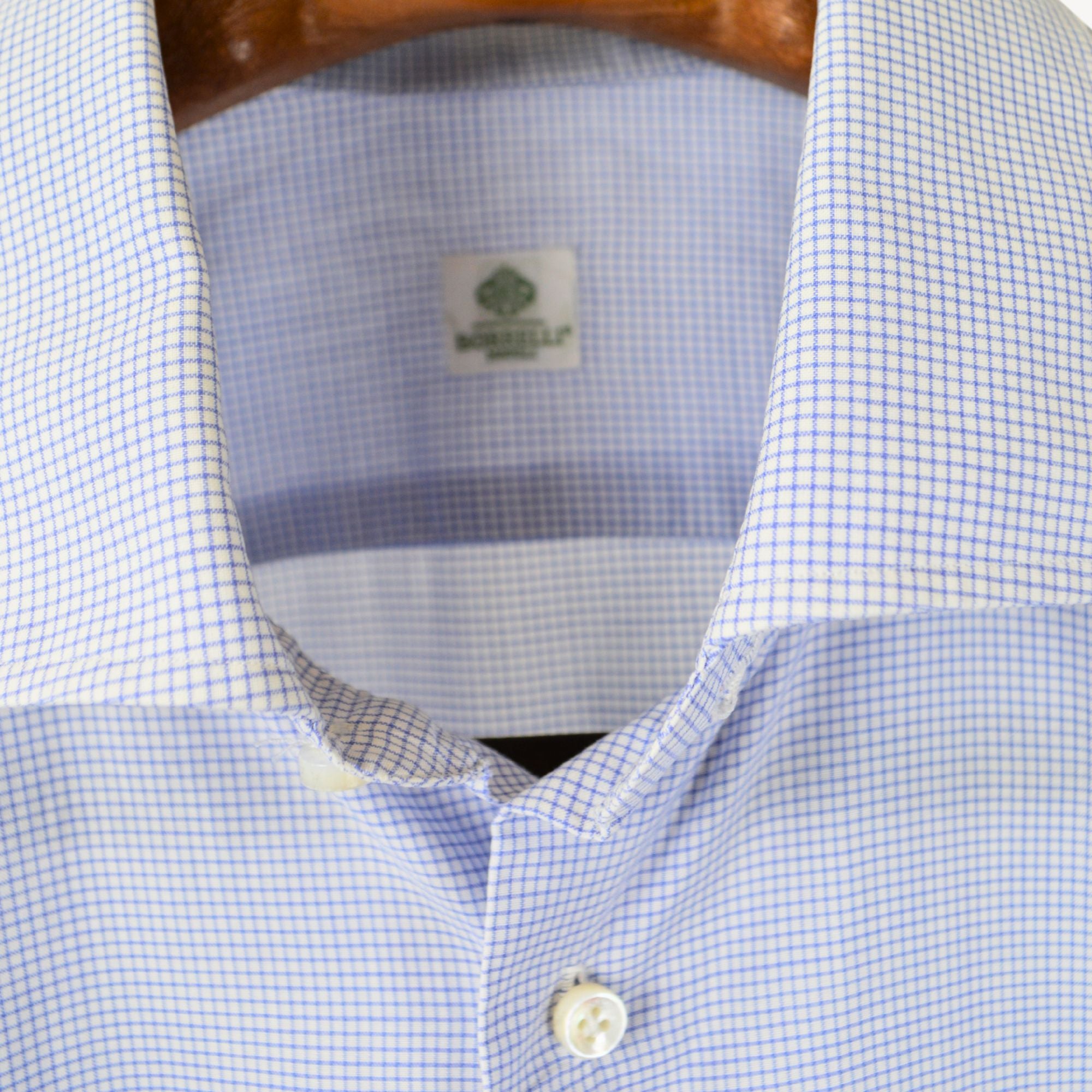 White/Blue Checked Cotton Shirt (EU 39)