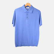 Blue Poloshirt made of Silk (EU 50)