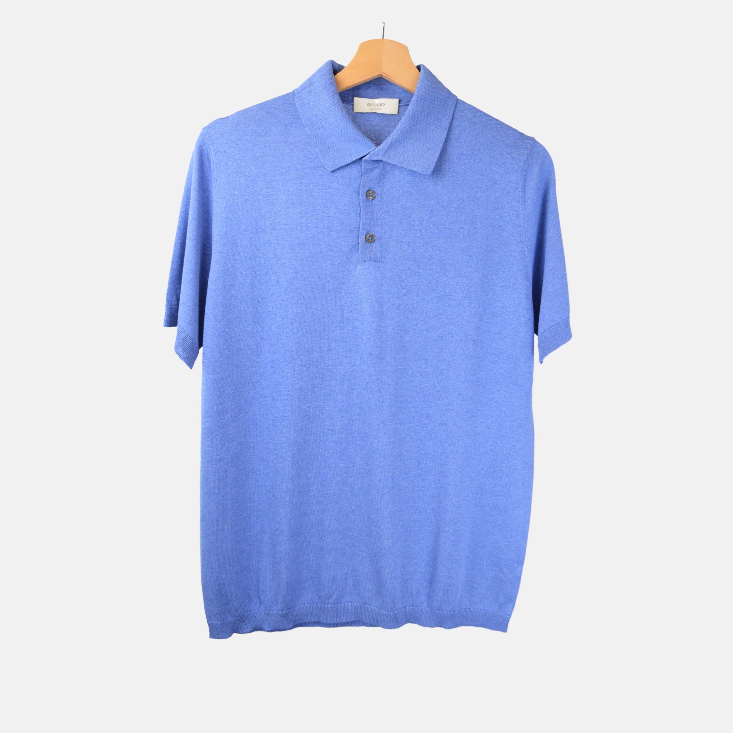 Blue Poloshirt made of Silk (EU 50)