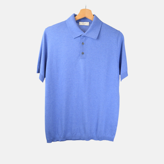 Blue Poloshirt made of Silk (EU 50)