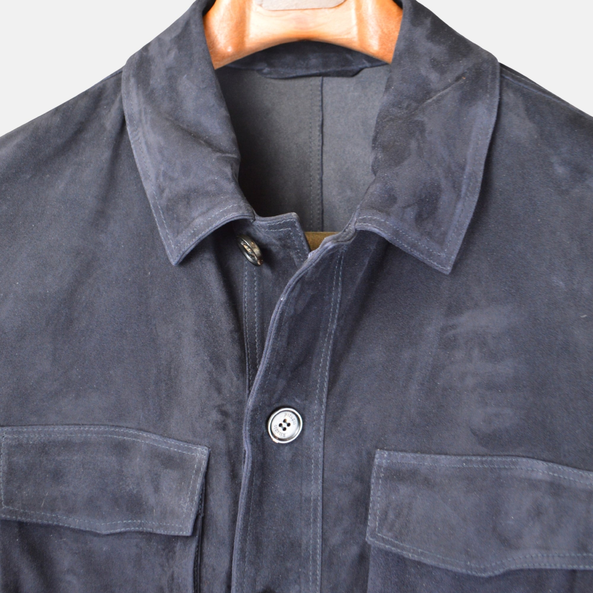 Navy Blue Suede Field Jacket (EU 50)