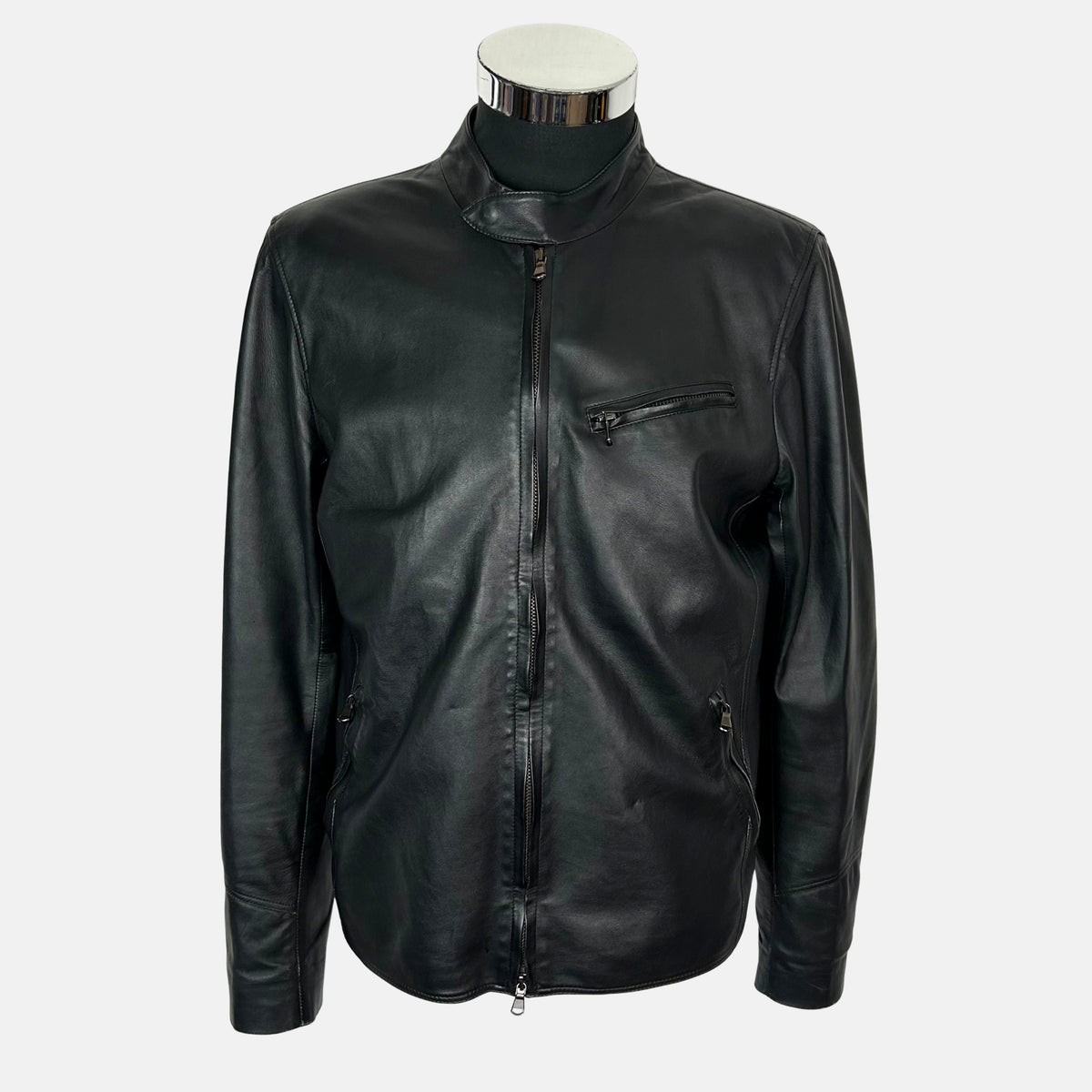 Black Biker Jacket made of Leather (EU 48)