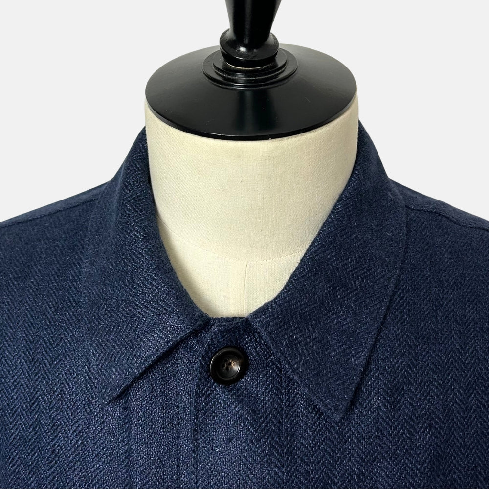 Navy Herringbone Jacket made of Linen/Silk (EU 54)
