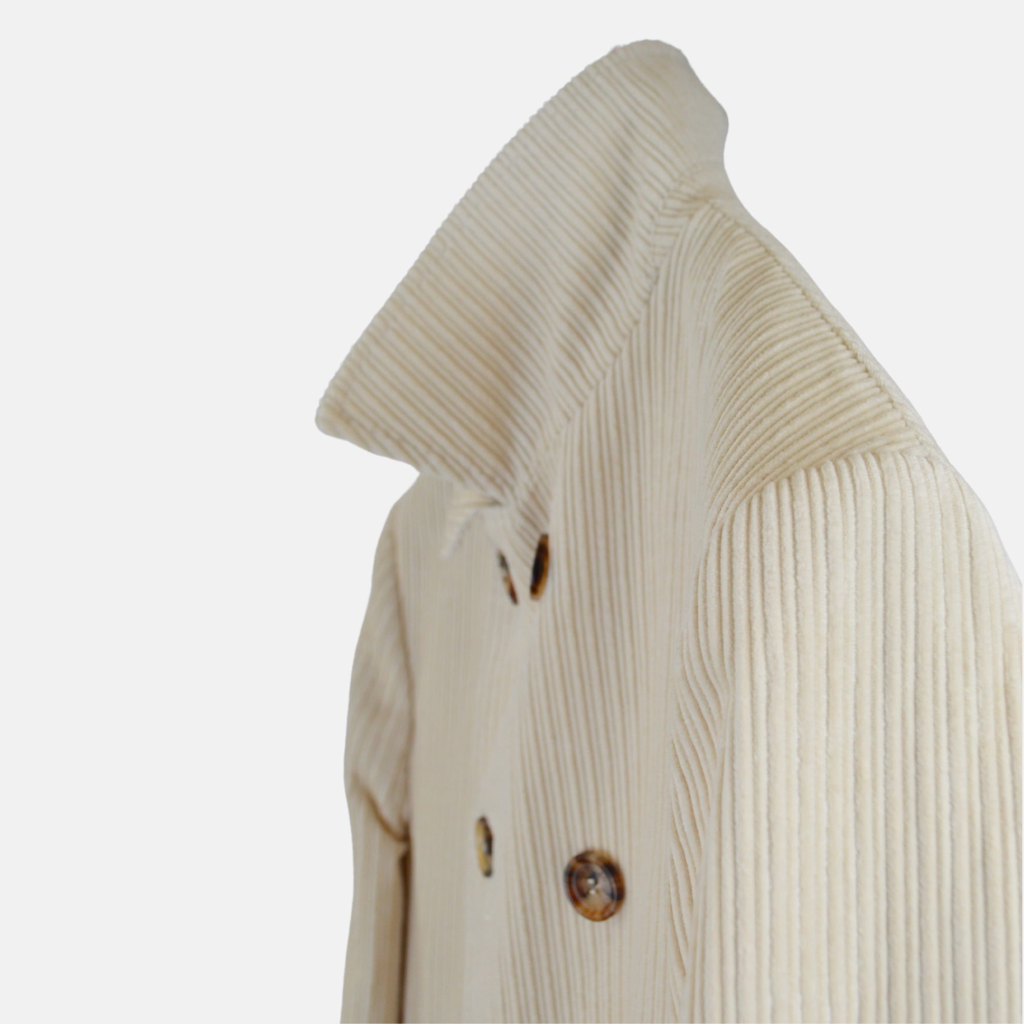 Cream Corduroy Pea Coat made of Cotton (EU 48)