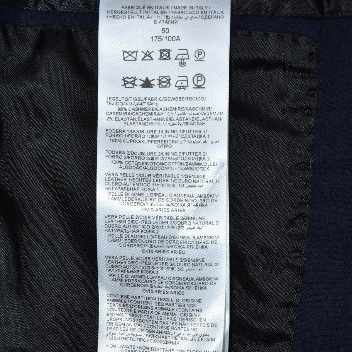 Navy Cashmere Blazer with Leather Applications (EU 50)