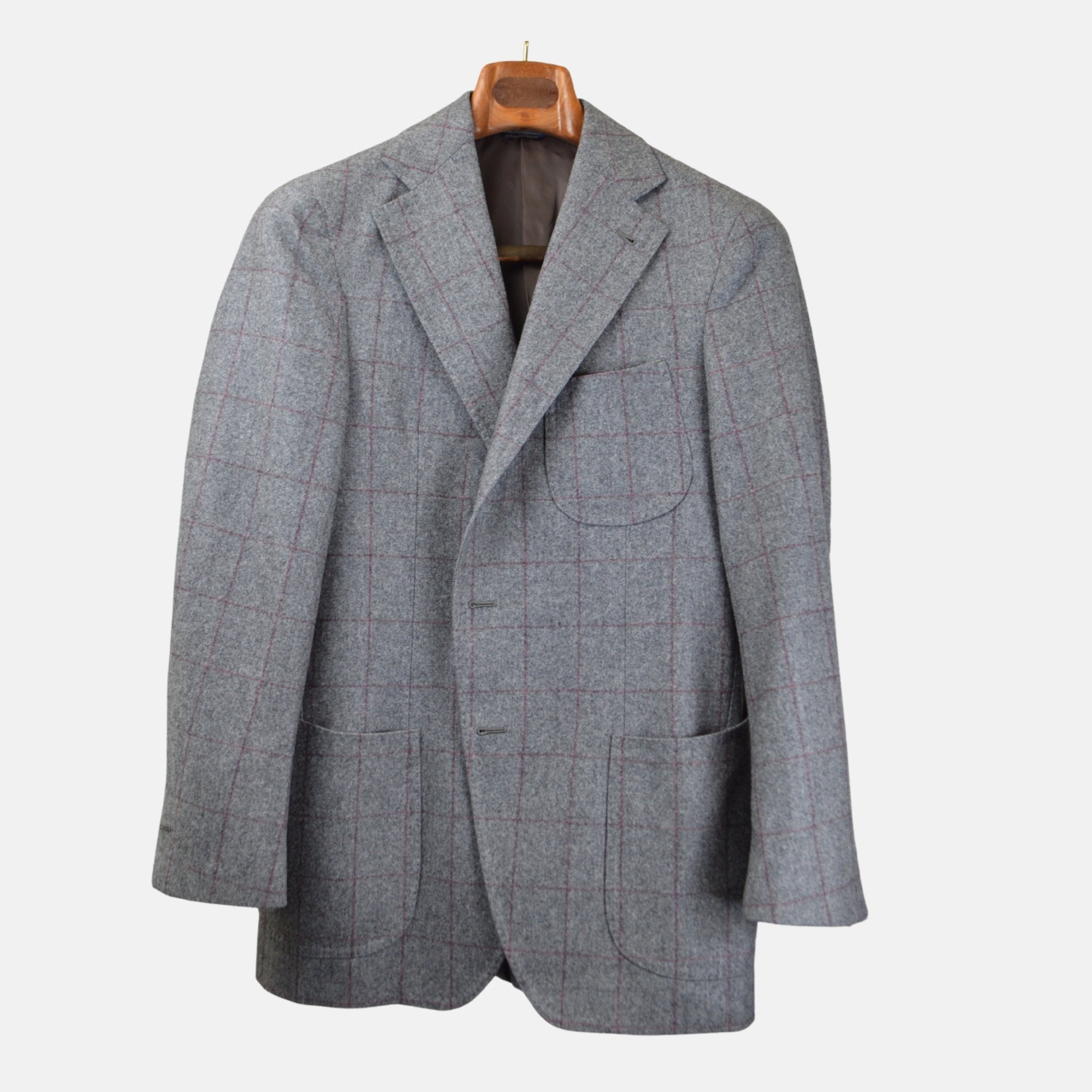 Grey/Bordeaux Checked Blazer made of Wool (EU 50)