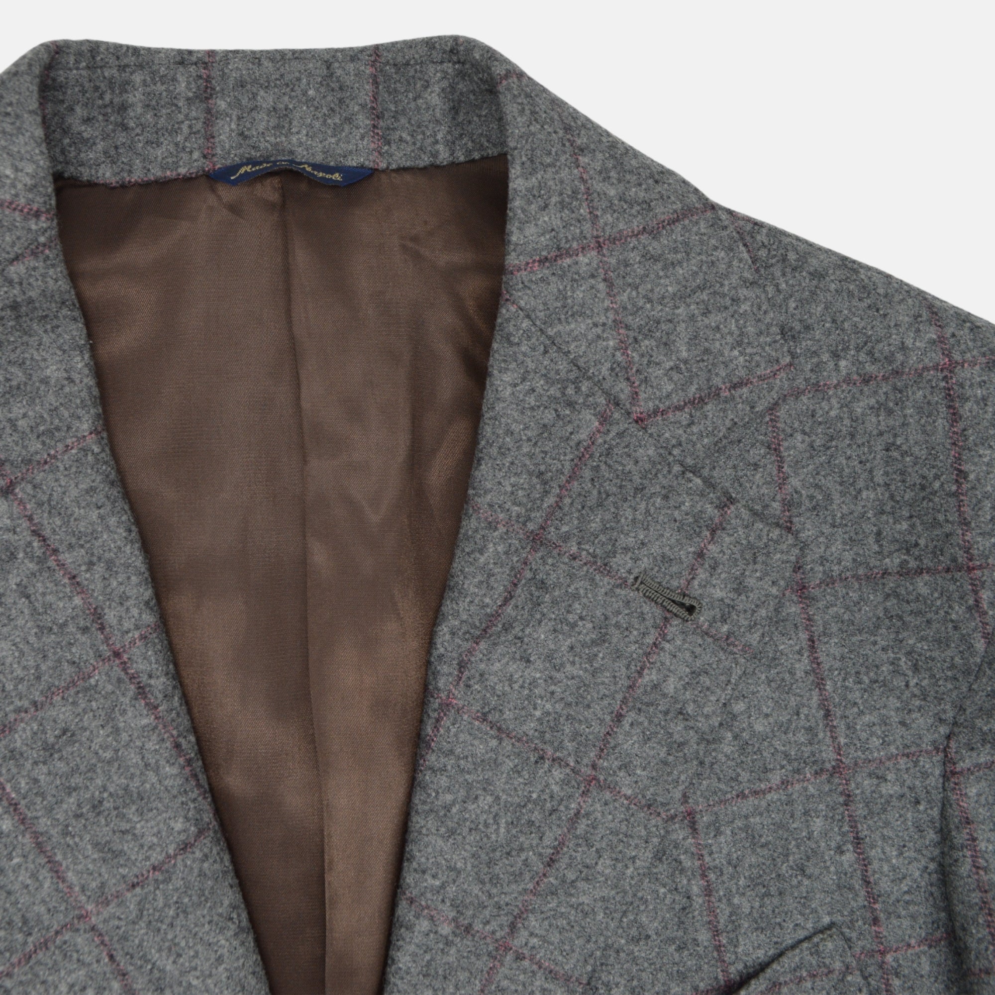 Grey/Bordeaux Checked Blazer made of Wool (EU 50)